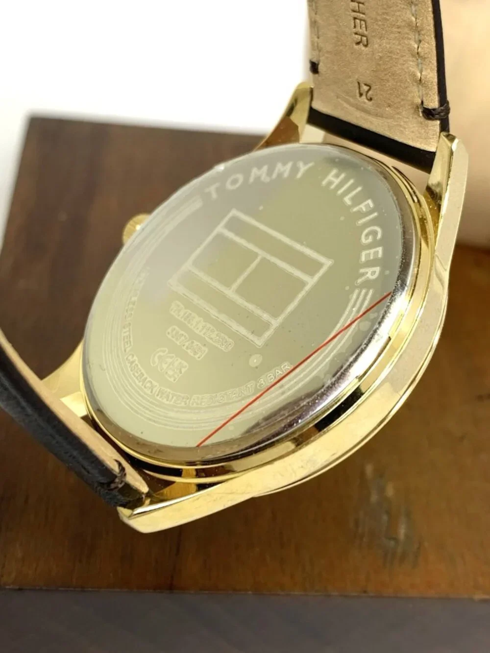 Tommy Hilfiger Men's Watch 1791660 Black Dial Quartz Gold Leather Strap 44.5mm